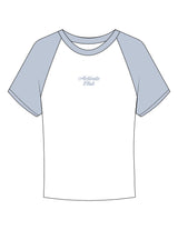 The Micro Rib Baby Tee - White / Baby Blue - Activate House - Center Chest Stacked - Printed - Full Color