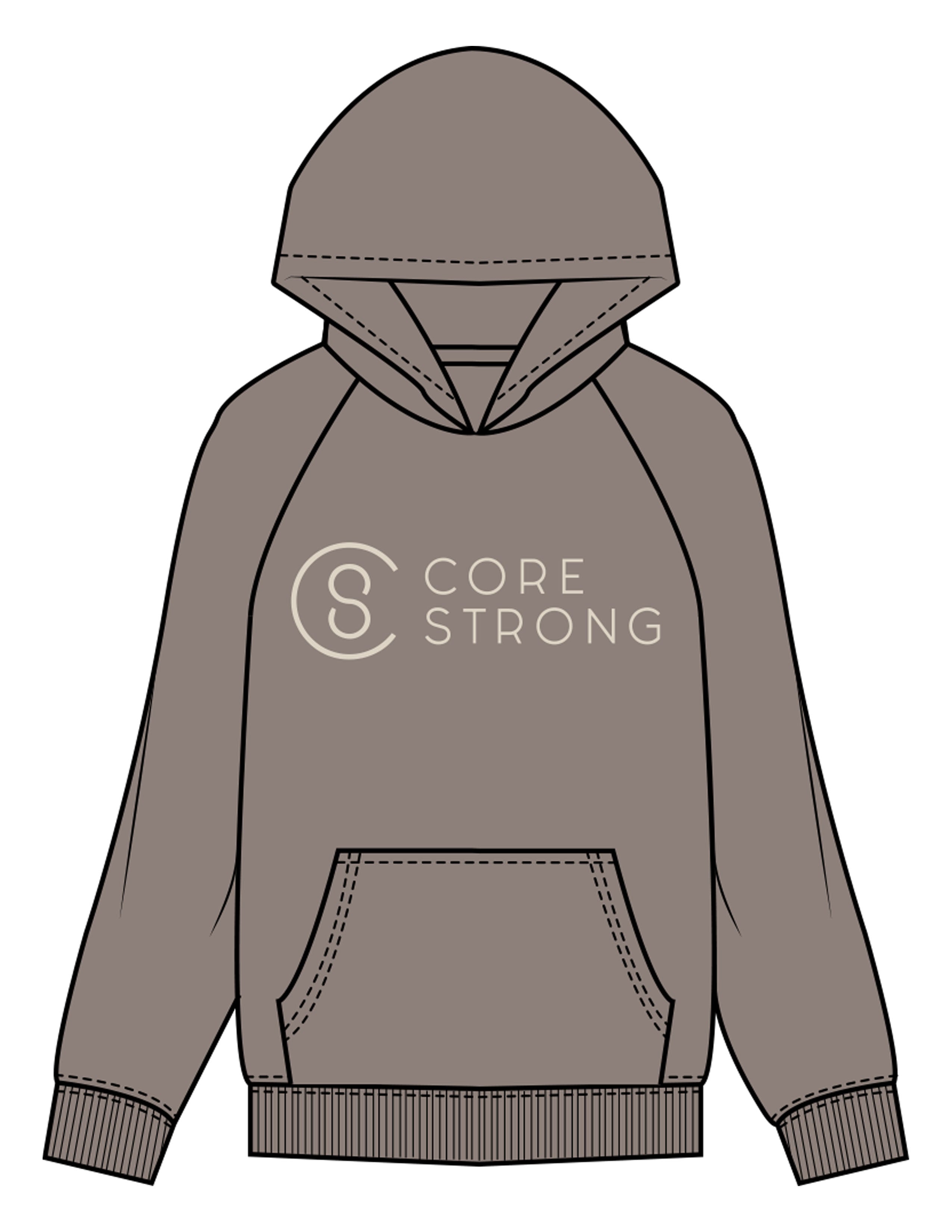 The Mens Hoodie - Washed Gray - Core Strong - Chest Stacked - Printed - Dark Off White