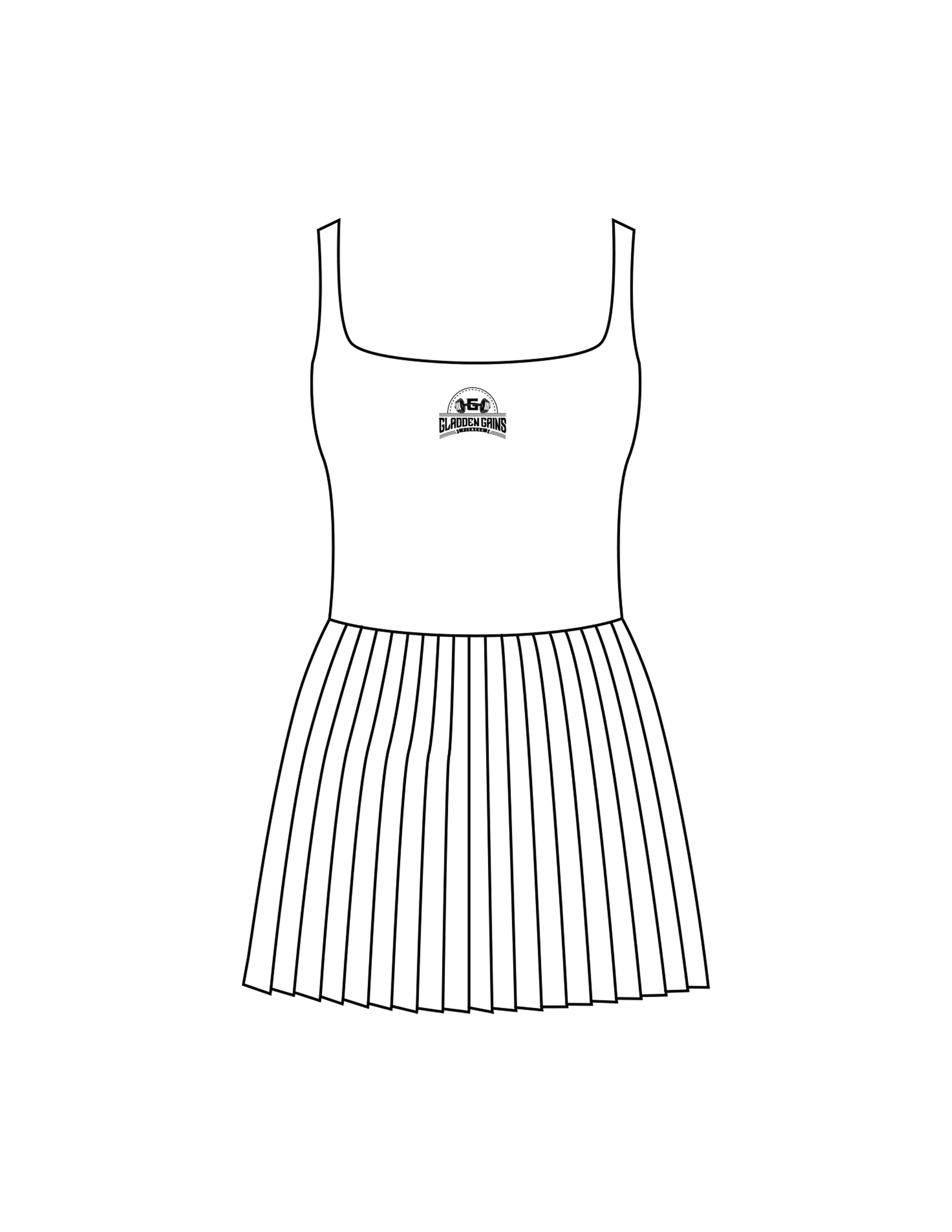 The Scoop Back Dress - White - Gladden Gains - Center Chest - Printed - Black