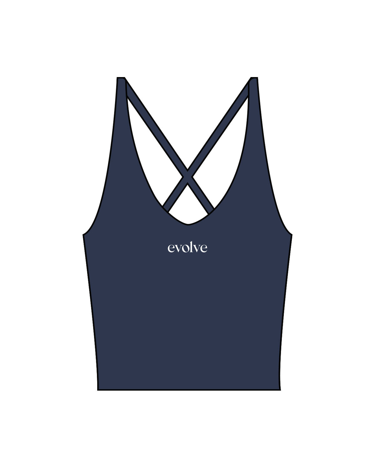 The Sporty Strappy Tank - Blue - Evolve Lagree - Center Chest & Center Back - Printed - White