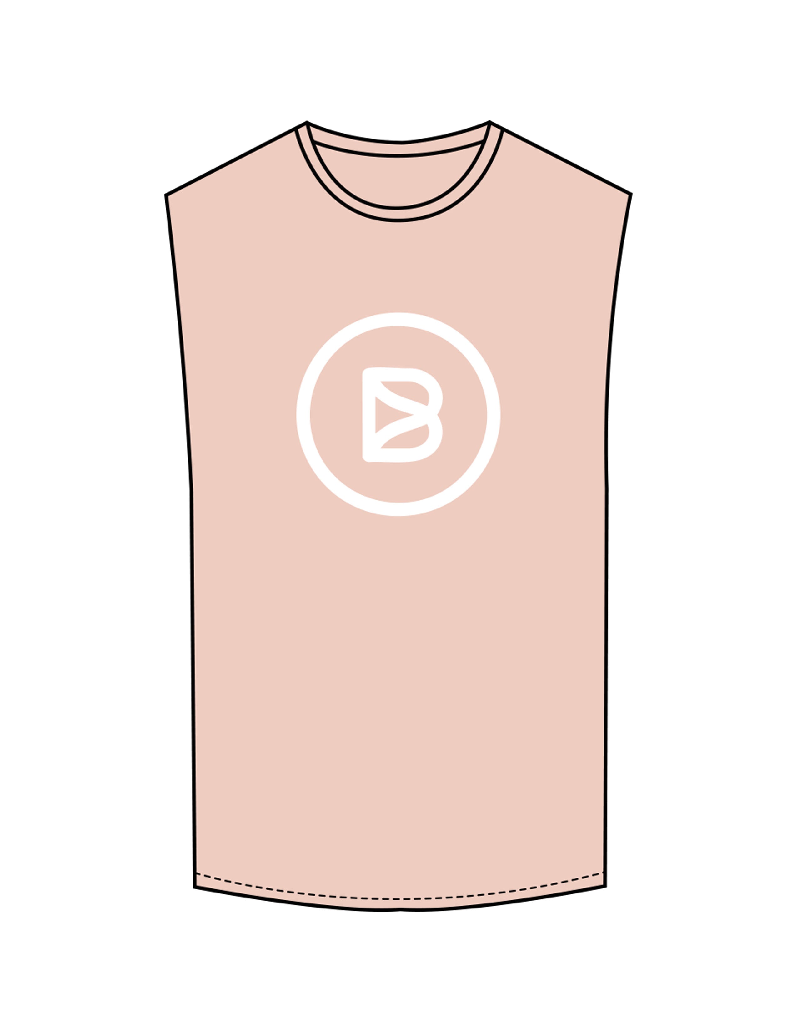 The Muscle Tank - Pale Pink - Bond Fitness - Center Chest Round & Upper Back - Printed - White