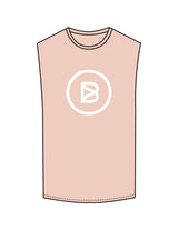The Muscle Tank - Pale Pink - Bond Fitness - Center Chest Round & Upper Back - Printed - White