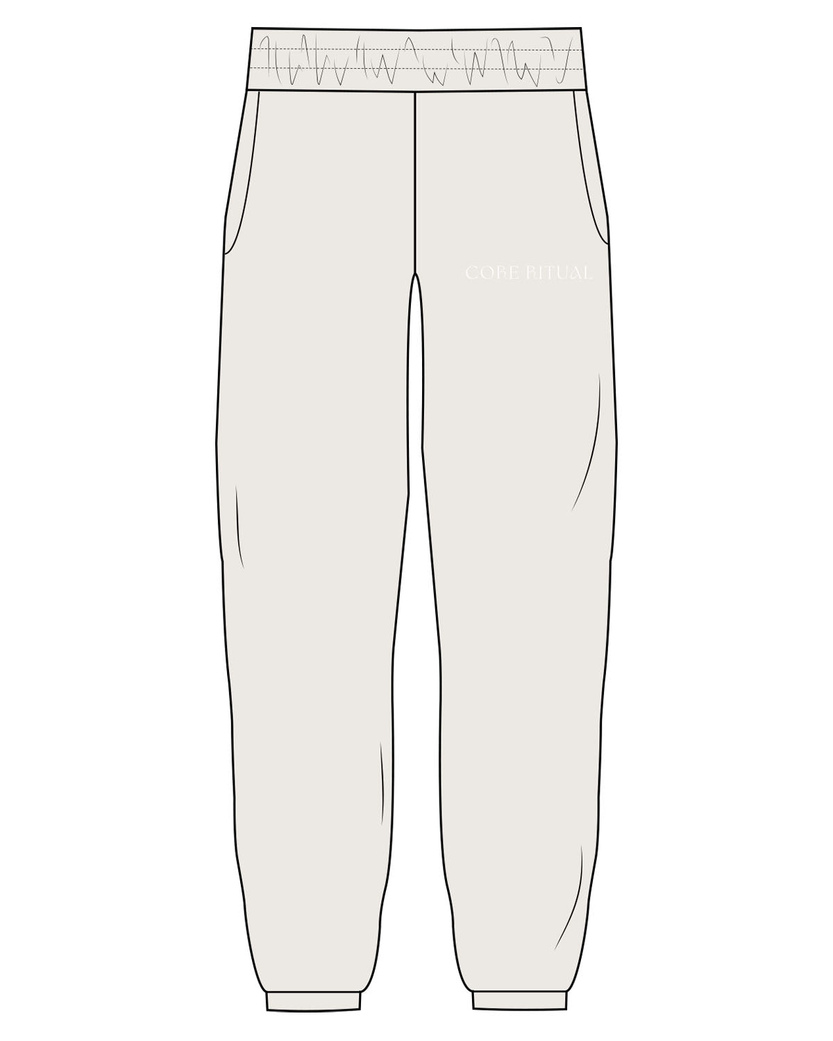 The Womens Sweatpants - Bone - Core Ritual - Left Leg - Bone