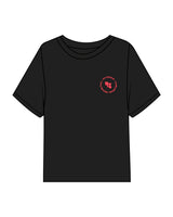The Midweight Crop Tee - Black - Fit 4 Mom Carlsbad Encinitas - Left Chest  & Back Center - Coral