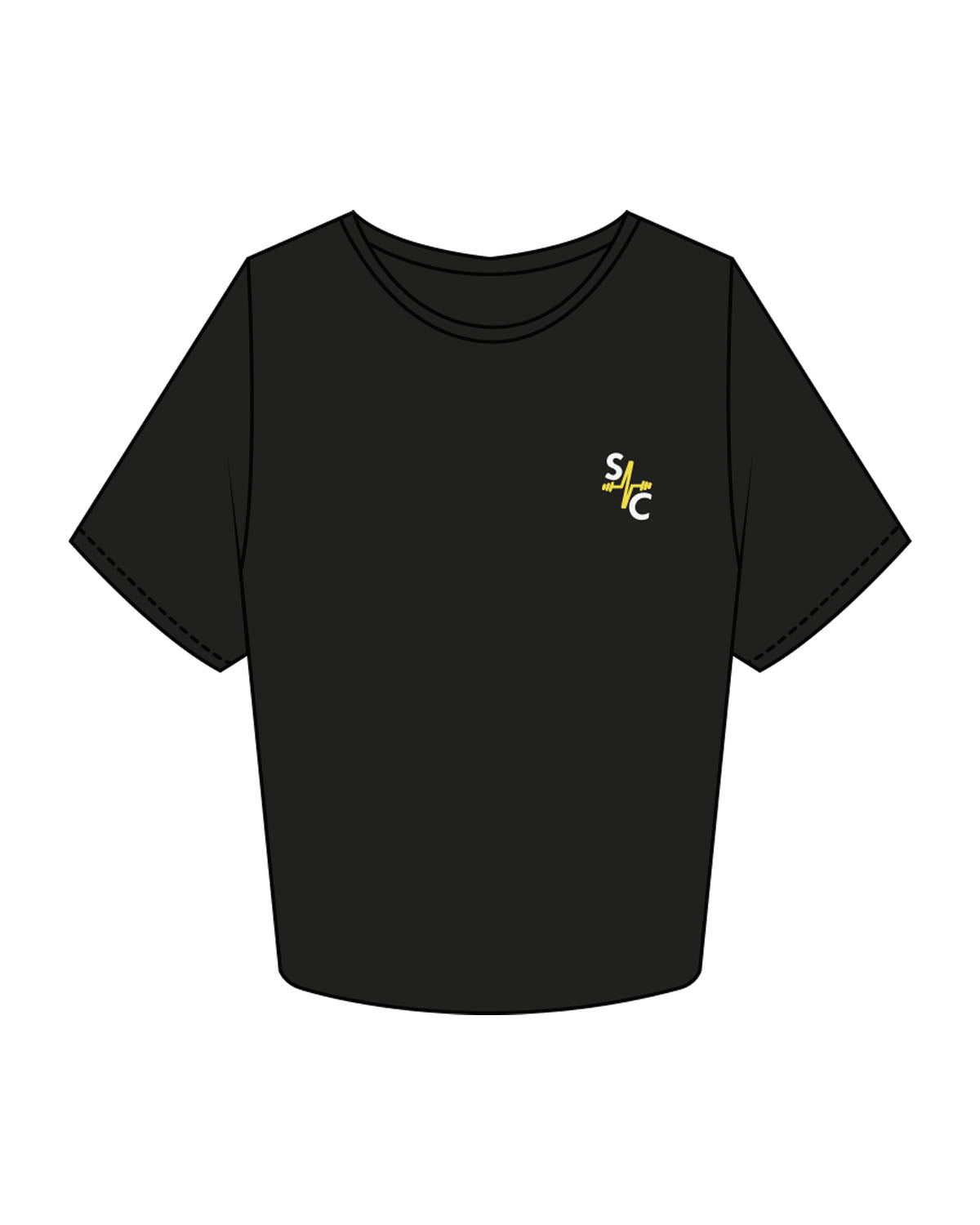 The Crop Tee - Black - Sweat Circuit - Left Chest - Printed - Full Color