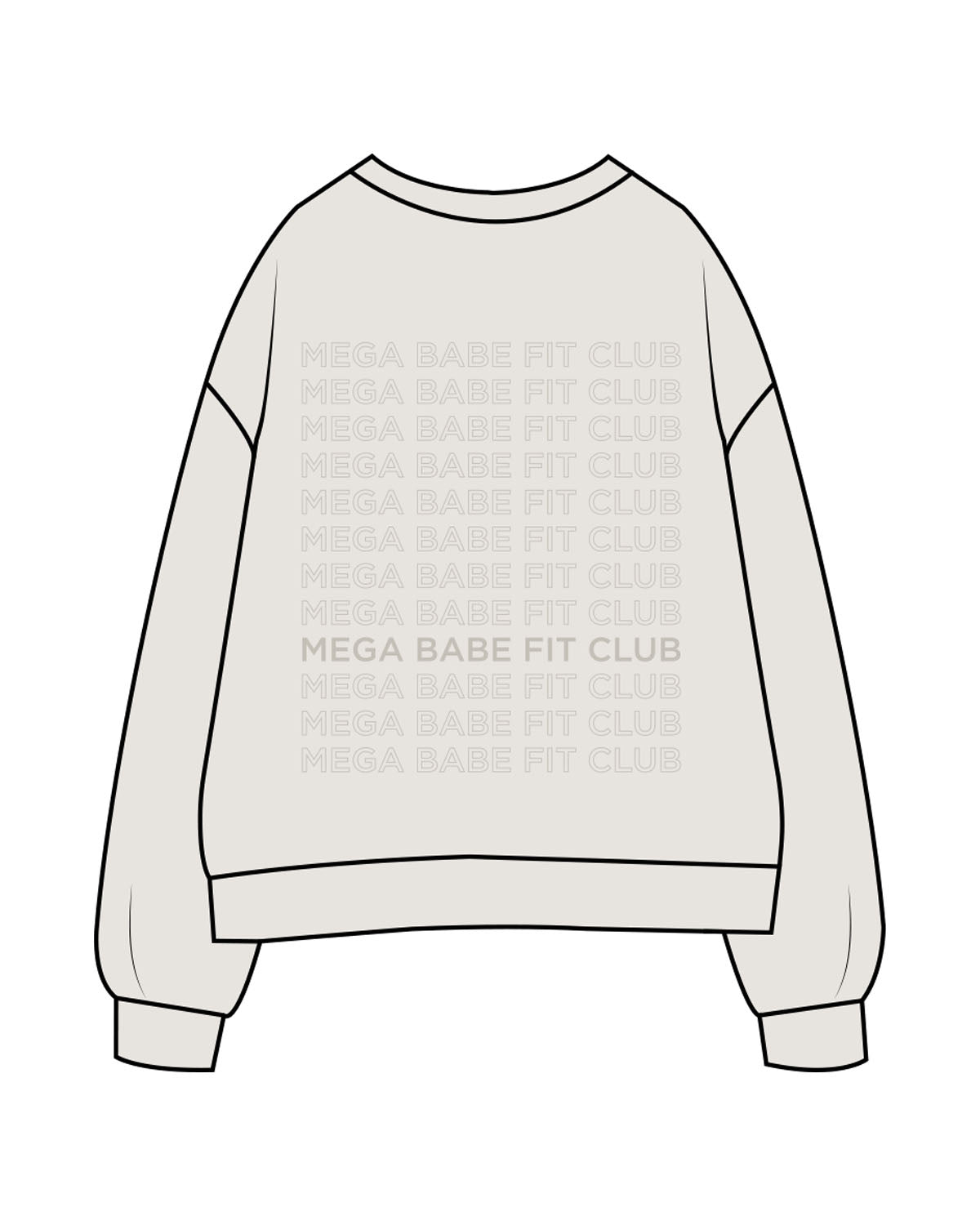The Womens Crewneck - Washed Bone - Megafit House - Left Chest Stacked - Back Stacked - Printed - Tone on Tone
