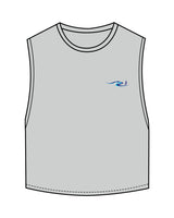 The Crop Muscle Tank - Storm - East Coast Performace Running - Left Chest - Back Stacked - Printed - Full Color