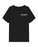 The Mens Heavyweight Tee - Black - Odyssey Performance - Left Chest Stacked - Printed - White