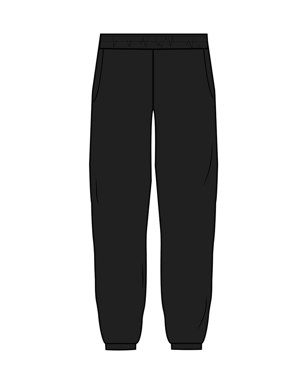 The Womens Sweatpants - Black - PLATFORM -Left Leg Vertical - "Platform" Logo - Printed - White