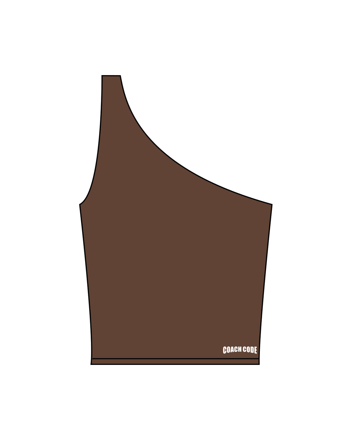 The One Shoulder Tank - Brown - Coach Code - Left Bottom Back - Text - Printed - White