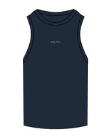 The Ribbed Full Length Tank - Navy - Spring House - Center Chest - "Spring House" Logo - Embroidered - White