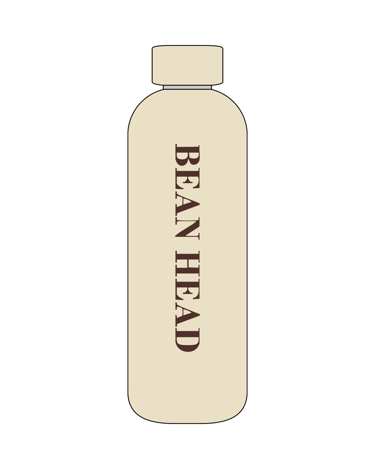 The Water Bottle - Cream - Bean Head - Center Body - Bottom Cap - Printed - Coffee