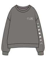 The Womens Crewneck - Washed Gray - Core Crown Point - Left Chest Stacked & Left Sleeve - Printed - Ivory