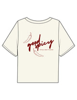 The Boxy Crop Tee - Off White - Ritual Body - Center Chest & Back Stacked - Printed - Maroon