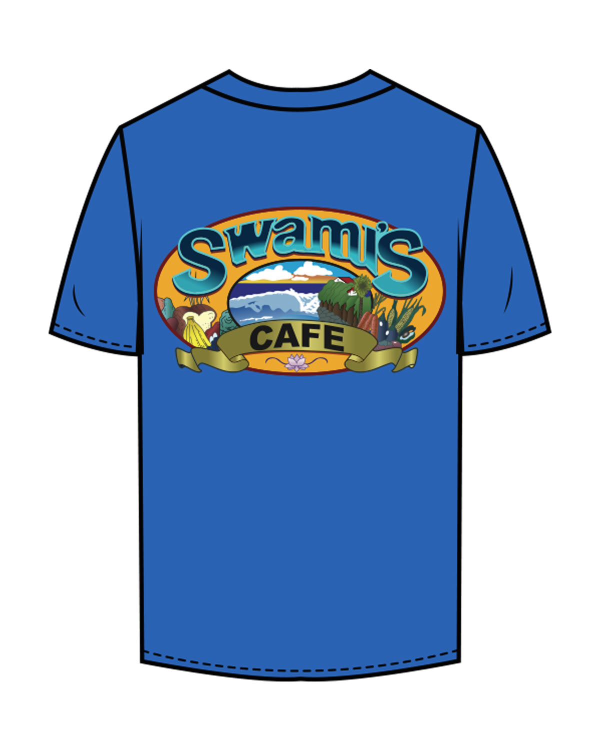 The Mens Tee - Royal - Swamis Core - Left Chest Stacked & Back Image - Printed - Full Color