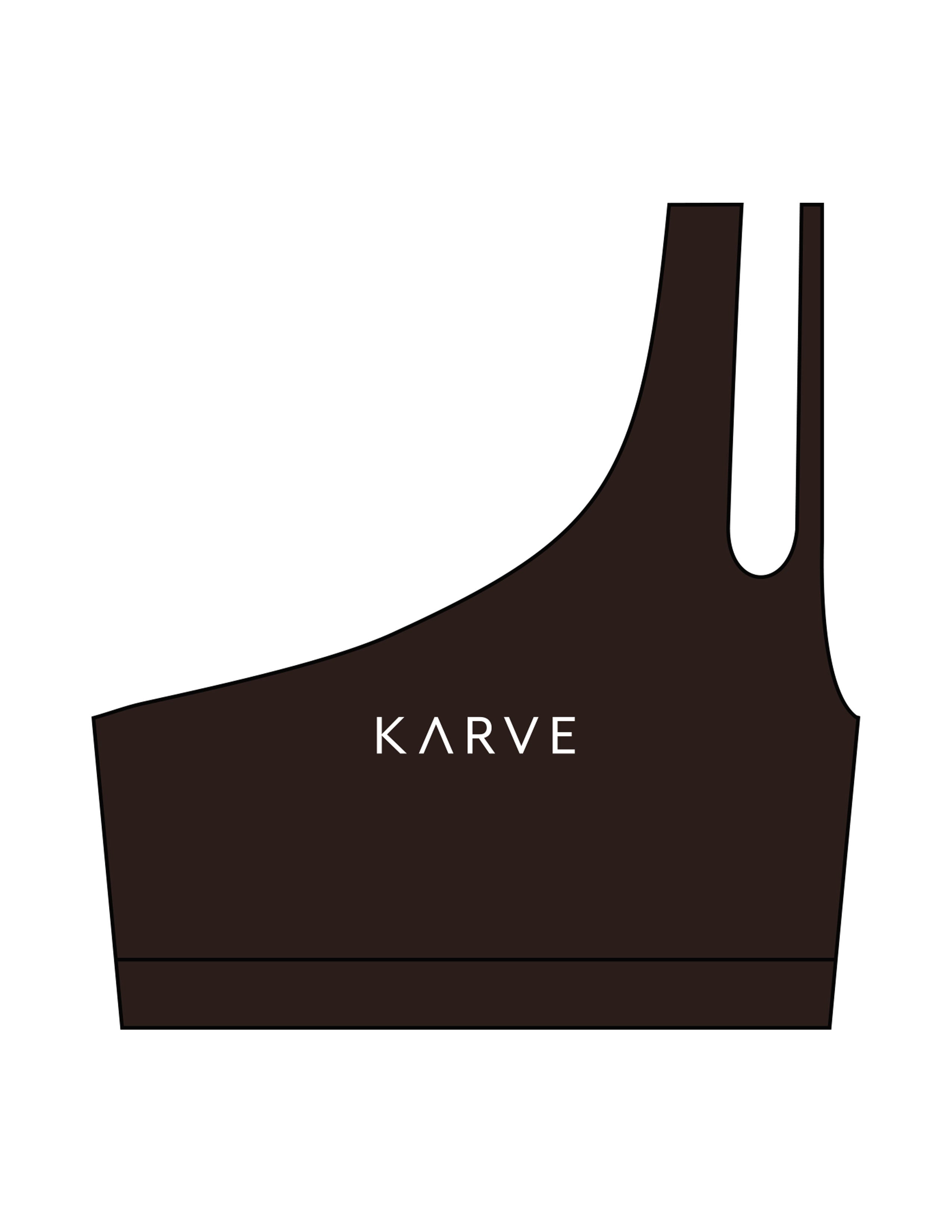 The One Shoulder Bra - Brown - Karve - Center Chest - Printed - White