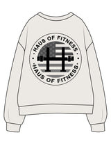 The Mens Crewneck - Bone - Haus of Fitness - Center Chest & Back Round - Printed - Full Color