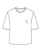 The Oversized Crop Tee - White - M4Lagree - Left Chest & Back Center Icon Stacked - Sand
