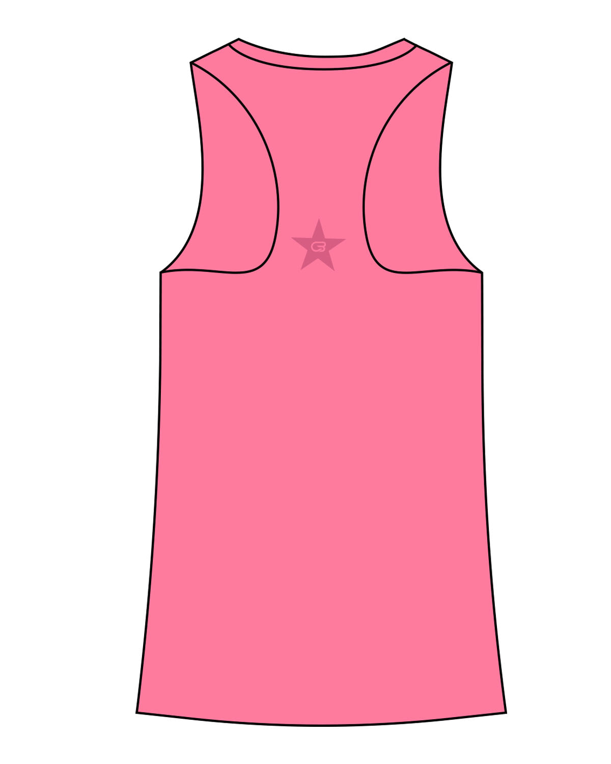 The Womens Full Length Tank - Hot Pink - Cyclebar - Center Chest Stacked & Back Star - Printed - Tone on Tone
