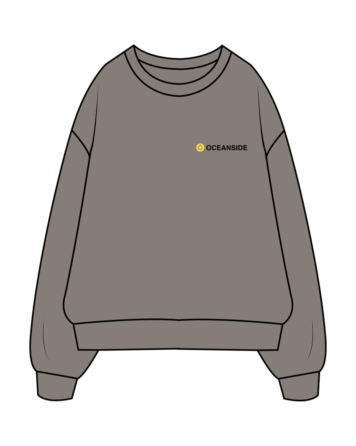 The Mens Crewneck - Washed Gray - SWEATDREAMS - Left Chest "OCEANSIDE" & Back Stacked - Printed - Full Color