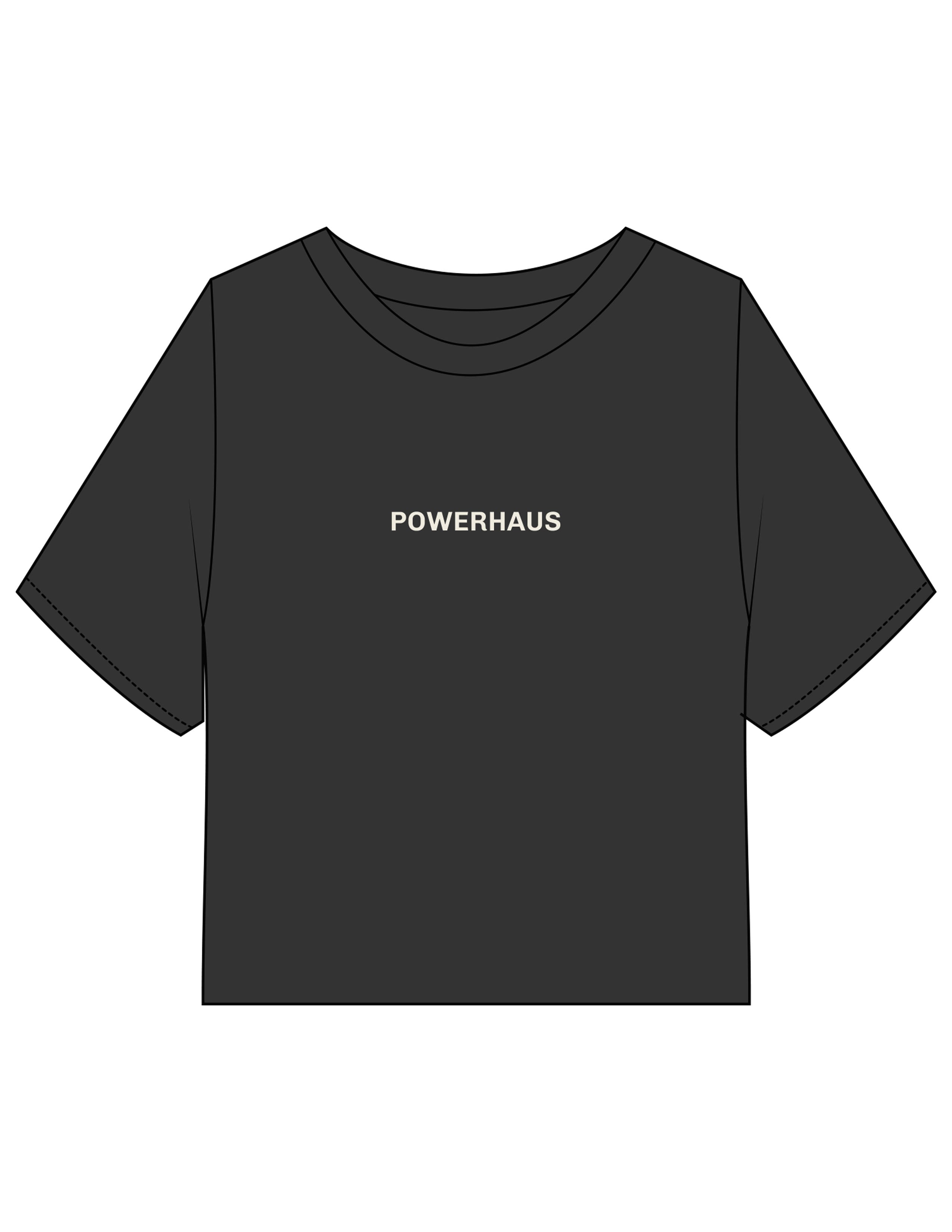 The Heavyweight Crop Tee - Washed Black - Powerhaus Lagree - Center Chest & Back "PH" - Printed - Off White