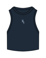The Ribbed Crop Tank - Navy - M4Lagree - "M4" - Center Chest - Embroidered - Powder