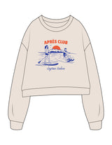 The Womens Crop Crewneck - Bone - Lagree Tahoe - Center Chest Illustration - Printed - Full Color