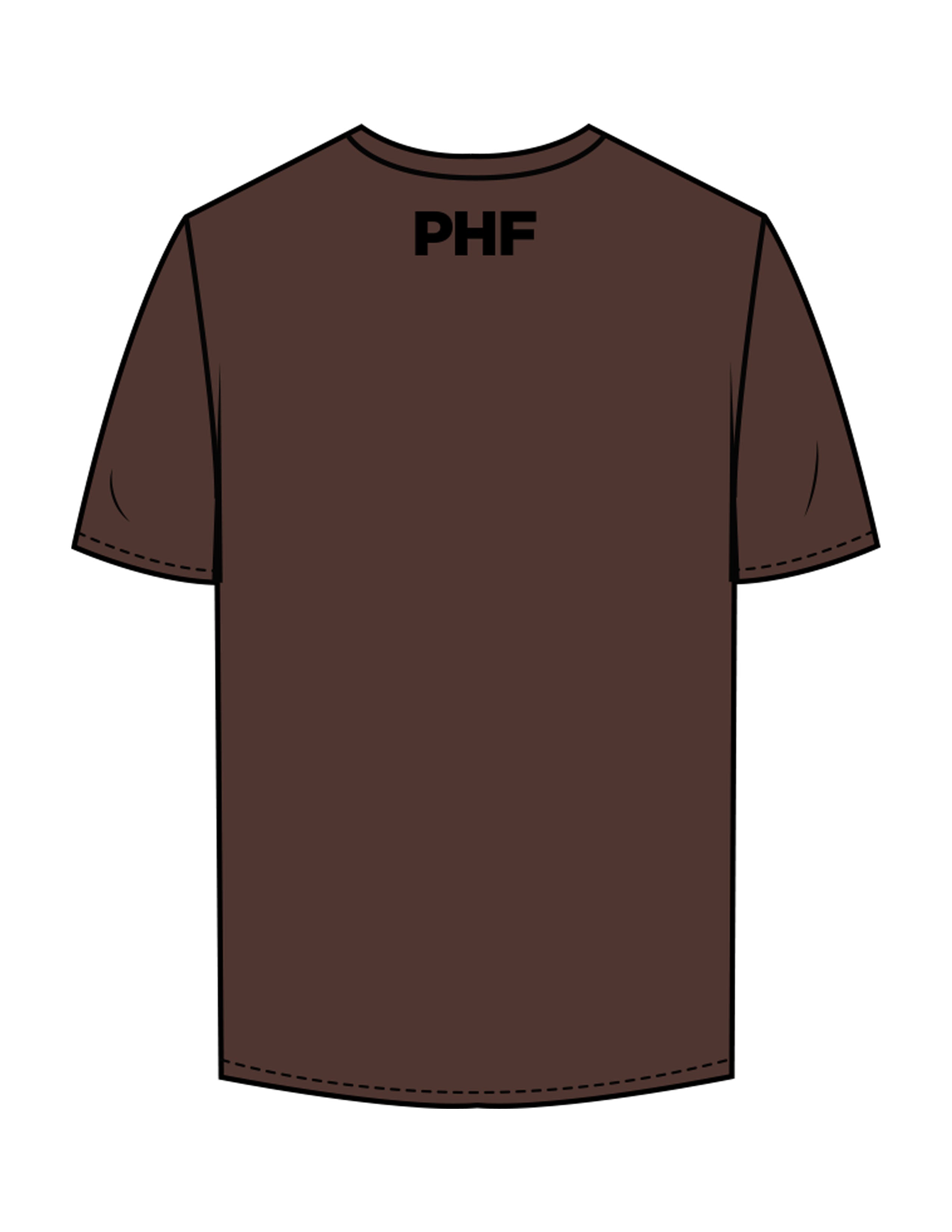The Mens Tee - Chestnut - Powerhouse Fitness - Full Front & Back Neckline - Printed - Black