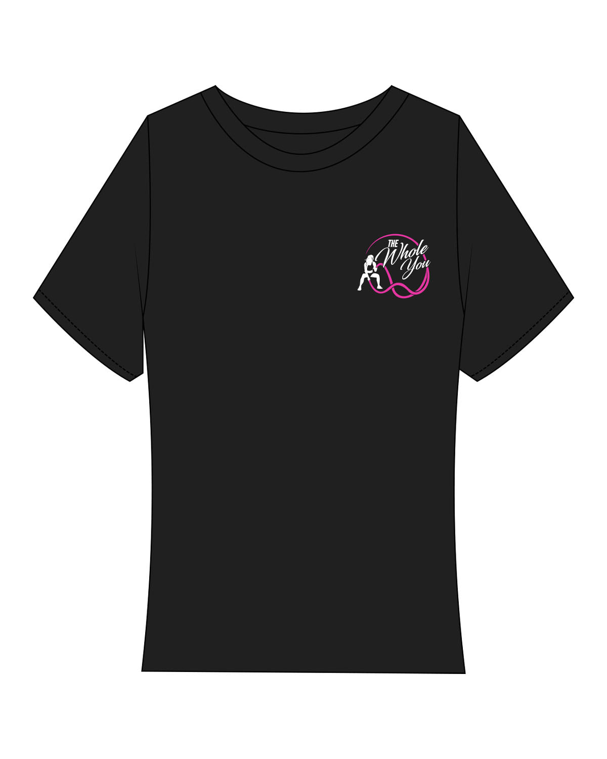The Baby Tee - Black - The Whole You Wellness - Left Chest - Printed - Full Color