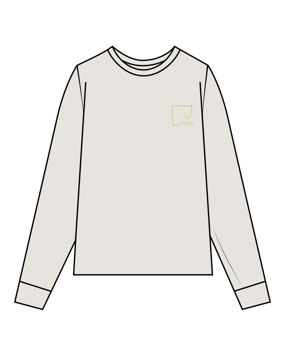 The Womens Heavyweight Long Sleeve - Washed Bone - Slo x Form - Left Chest Squared - Printed - Green