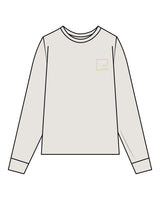 The Womens Heavyweight Long Sleeve - Washed Bone - Slo x Form - Left Chest Squared - Printed - Green