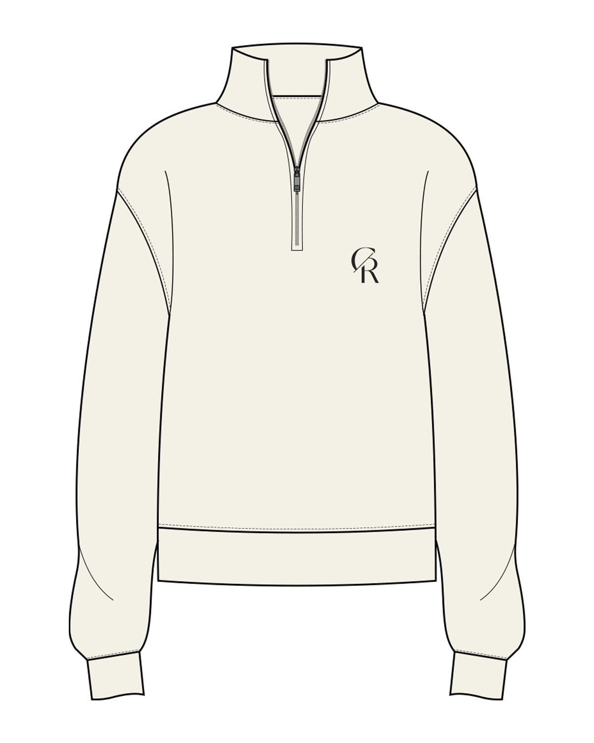 The Mens 1/4 Zip - Off White - Core Reform - Left Chest - Printed - Black
