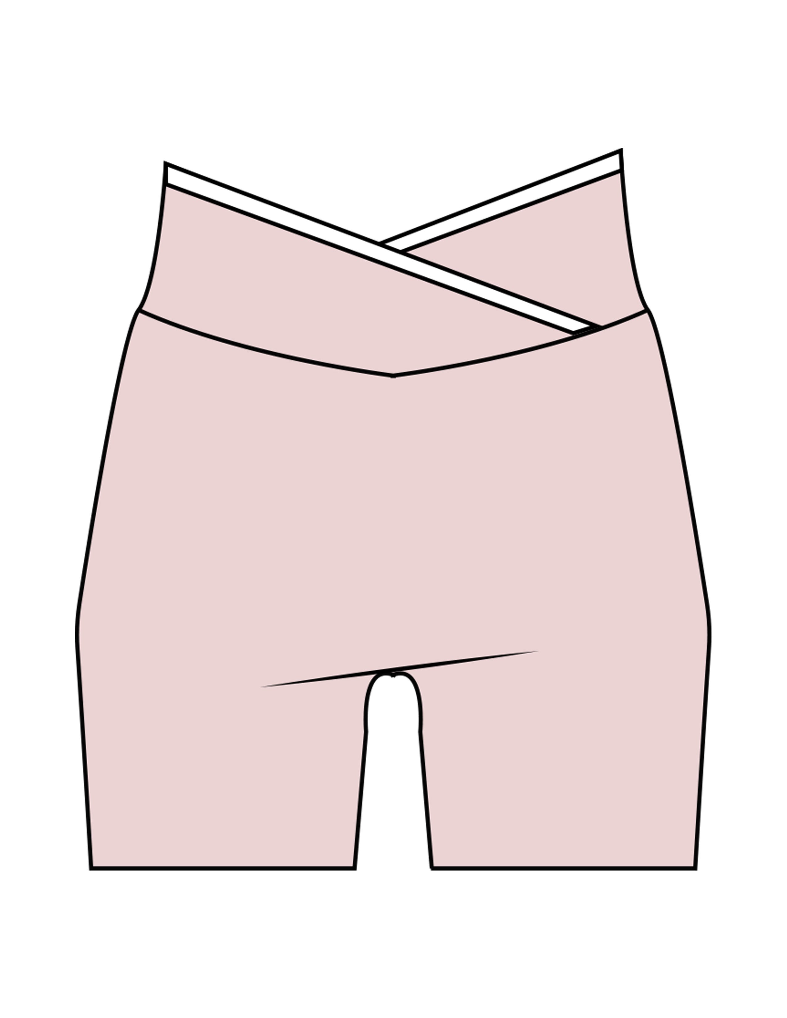The Piped Crossover Short - Pink - Golden Hour - Back Waistline - Printed - White