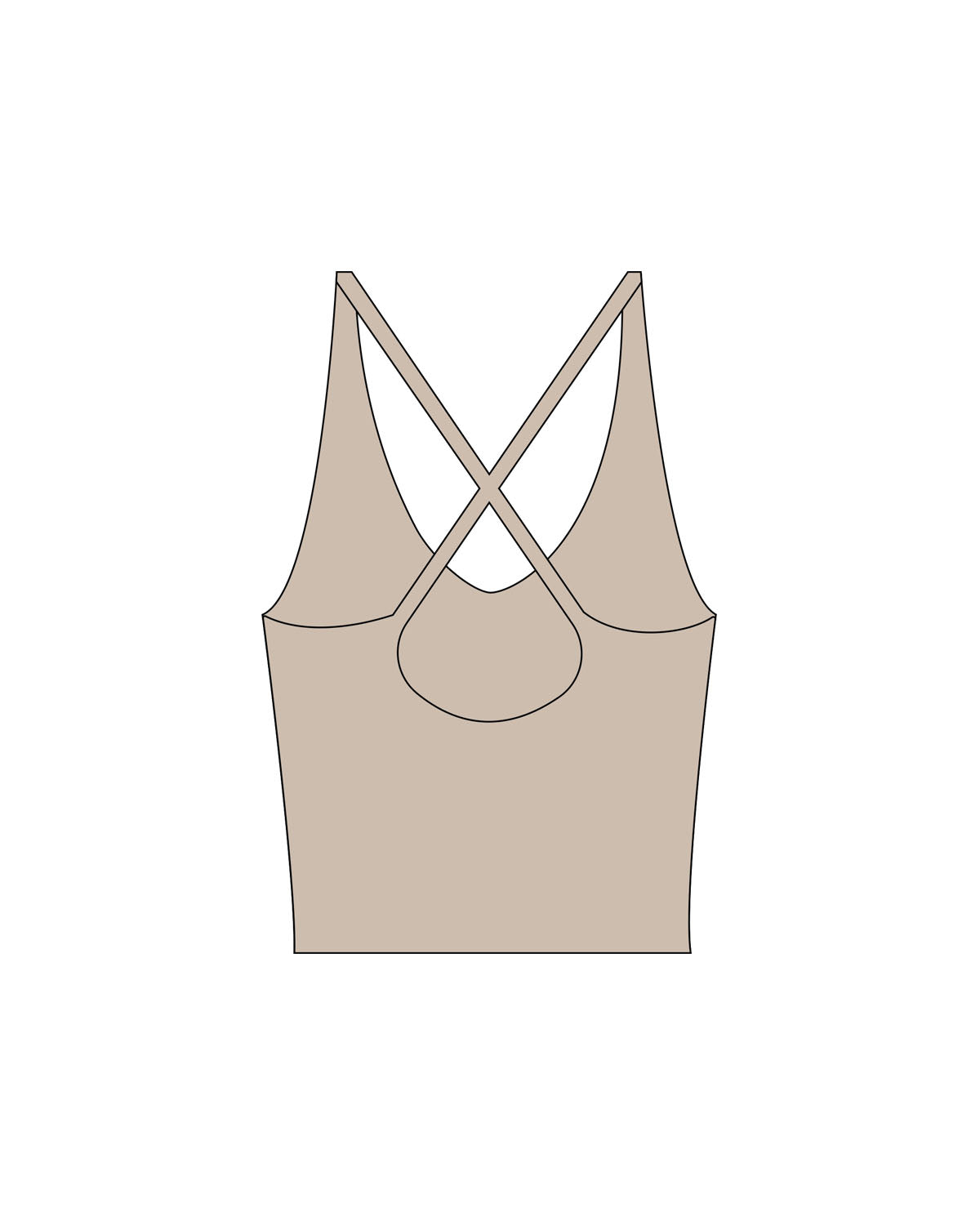 The Sporty Strappy Tank - Light Brown - Platinum Pilates - Center Chest - Printed - White