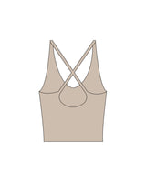 The Sporty Strappy Tank - Light Brown - Platinum Pilates - Center Chest - Printed - White