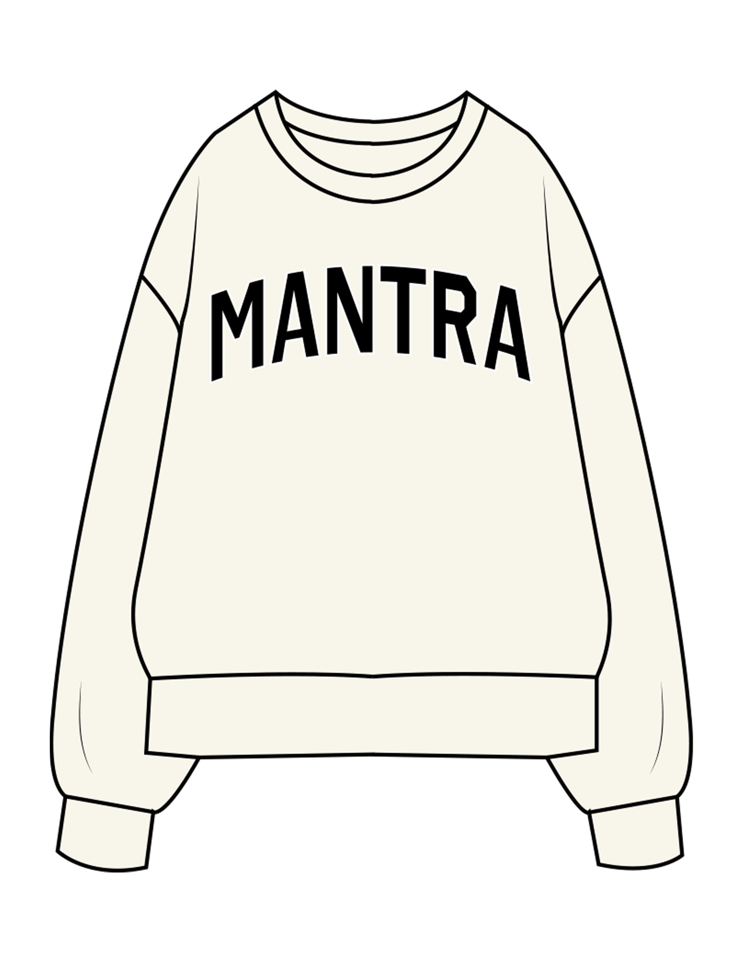 The Womens Heavyweight Crewneck - Off White - Mantra - Center Chest Arc - Printed - Full Color