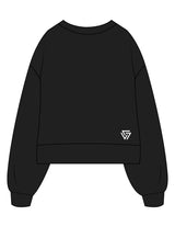 The Womens Heavyweight Crop - Black - LVL - Center Chest & Back Icon - Printed - White