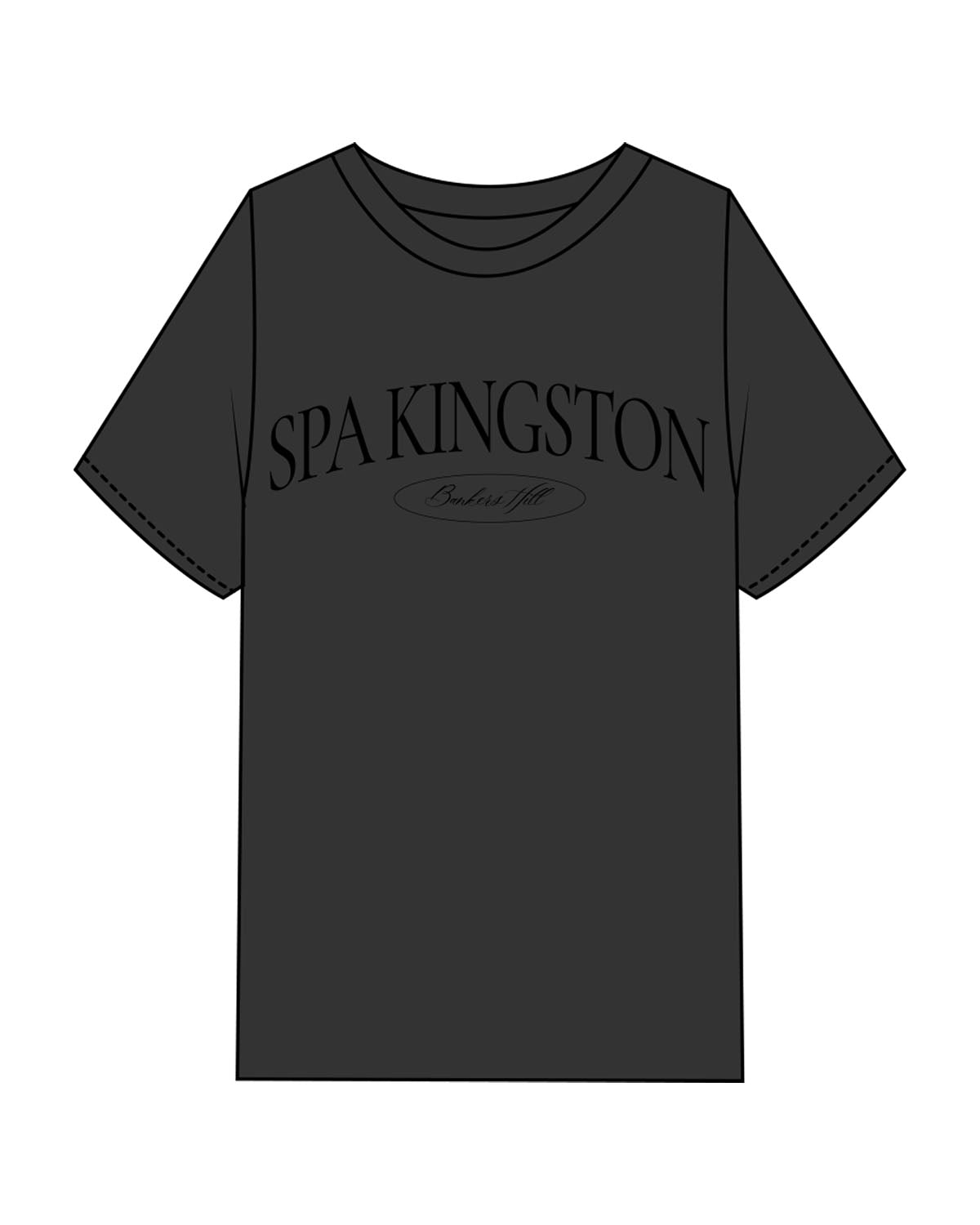 The Mens Heavyweight Tee - Washed Black - Spa Kingston - Center Chest Stacked & Back Corner - Printed - Black