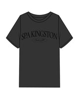 The Mens Heavyweight Tee - Washed Black - Spa Kingston - Center Chest Stacked & Back Corner - Printed - Black