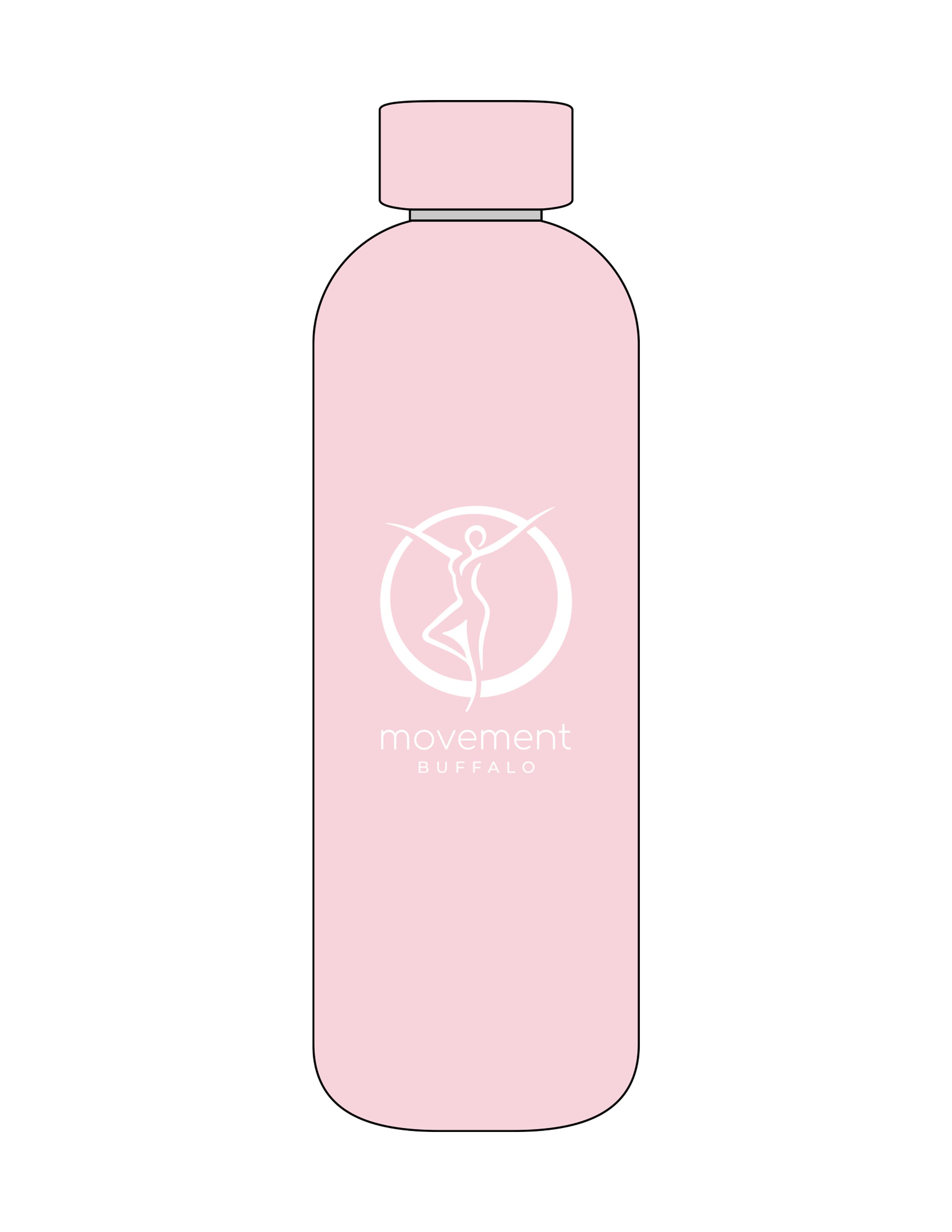The Water Bottle - Pink - Movement Pilates Buffalo - Center Body Stacked - Printed - White