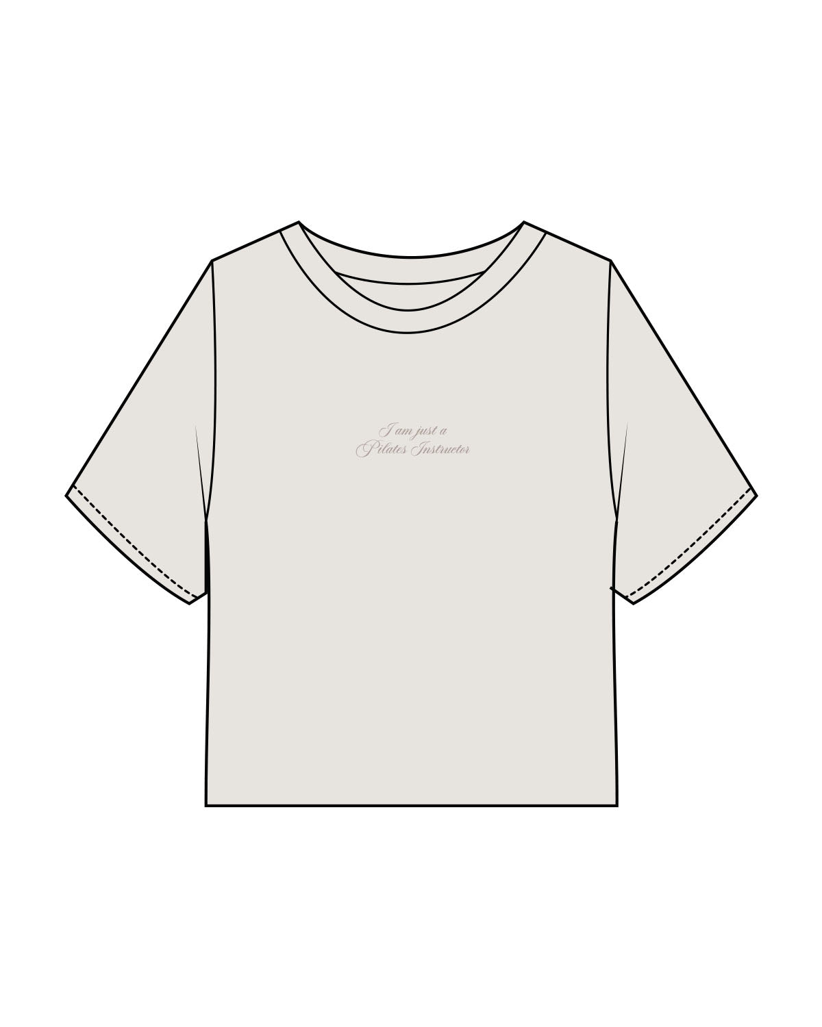 The Heavyweight Crop Tee - Washed Bone - Flowcorps - Center Chest Stacked - Embroidered - Tone on Tone
