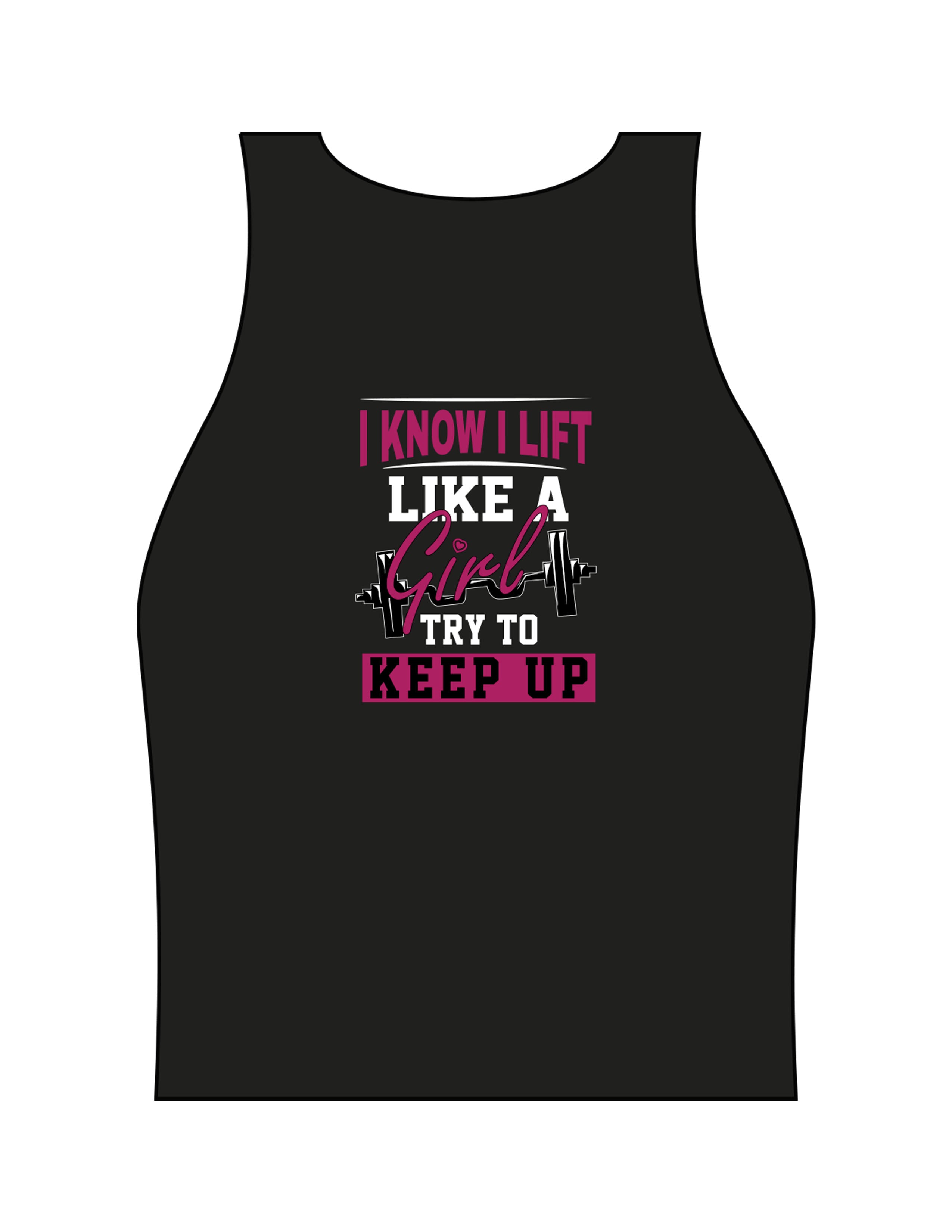 The Womens Active Crop Tank - Black - Delta Fitness - Upper Chest Icon & Back Stacked "I LIFT" - Printed - Full Color