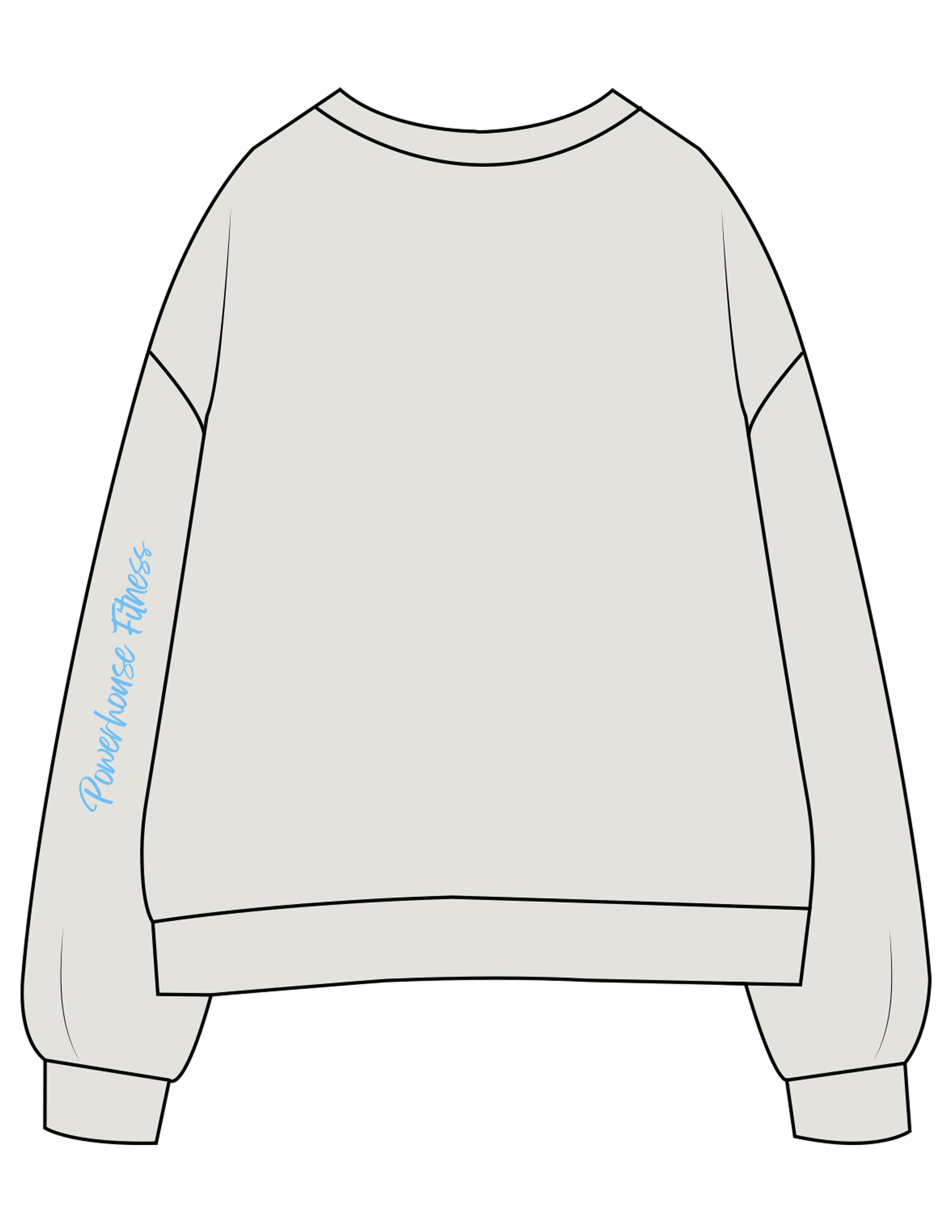 The Womens Crewneck - Washed Bone - Powerhouse Fitness - Center Chest "LAGREE" & Back Left Sleeve - Printed - Full Color