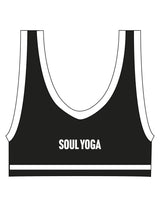 The Piped Bra - Black - SOUL YOGA - Center Back - Printed - White