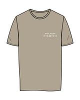 The Womens Tee - Mushroom - Move Studio - Left Chest Stacked & Back Full - Printed - White