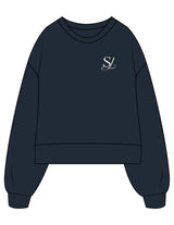 The Womens Heavyweight Crop - Navy - Skulpt Lagree - Left Chest - Printed - Bone