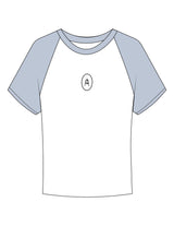 The Micro Rib Baby Tee - White / Baby Blue - Activate House - Center Chest Oval - Printed - Full Color