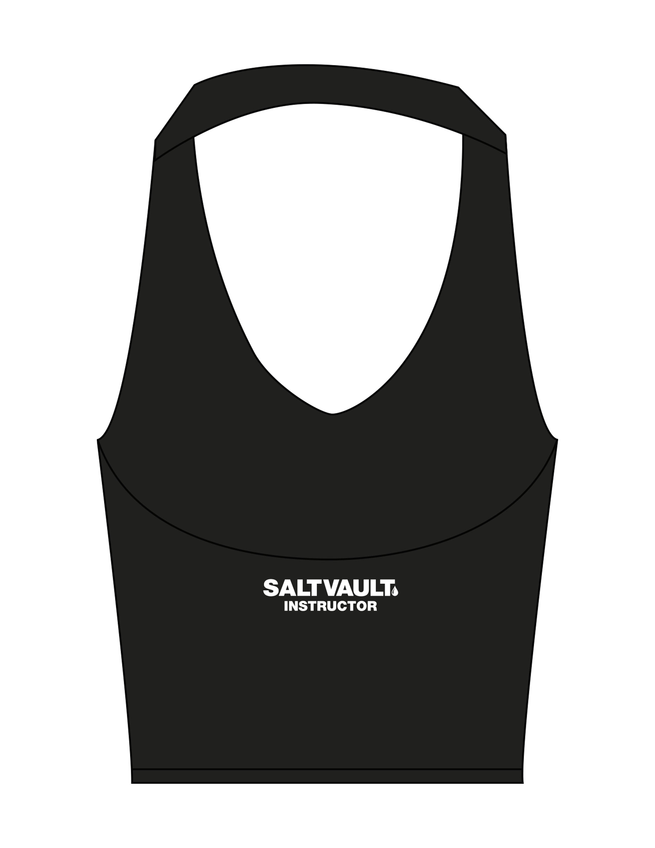 The Halter Tank - Black - Saltvault Instructor - Center Back - Printed - White