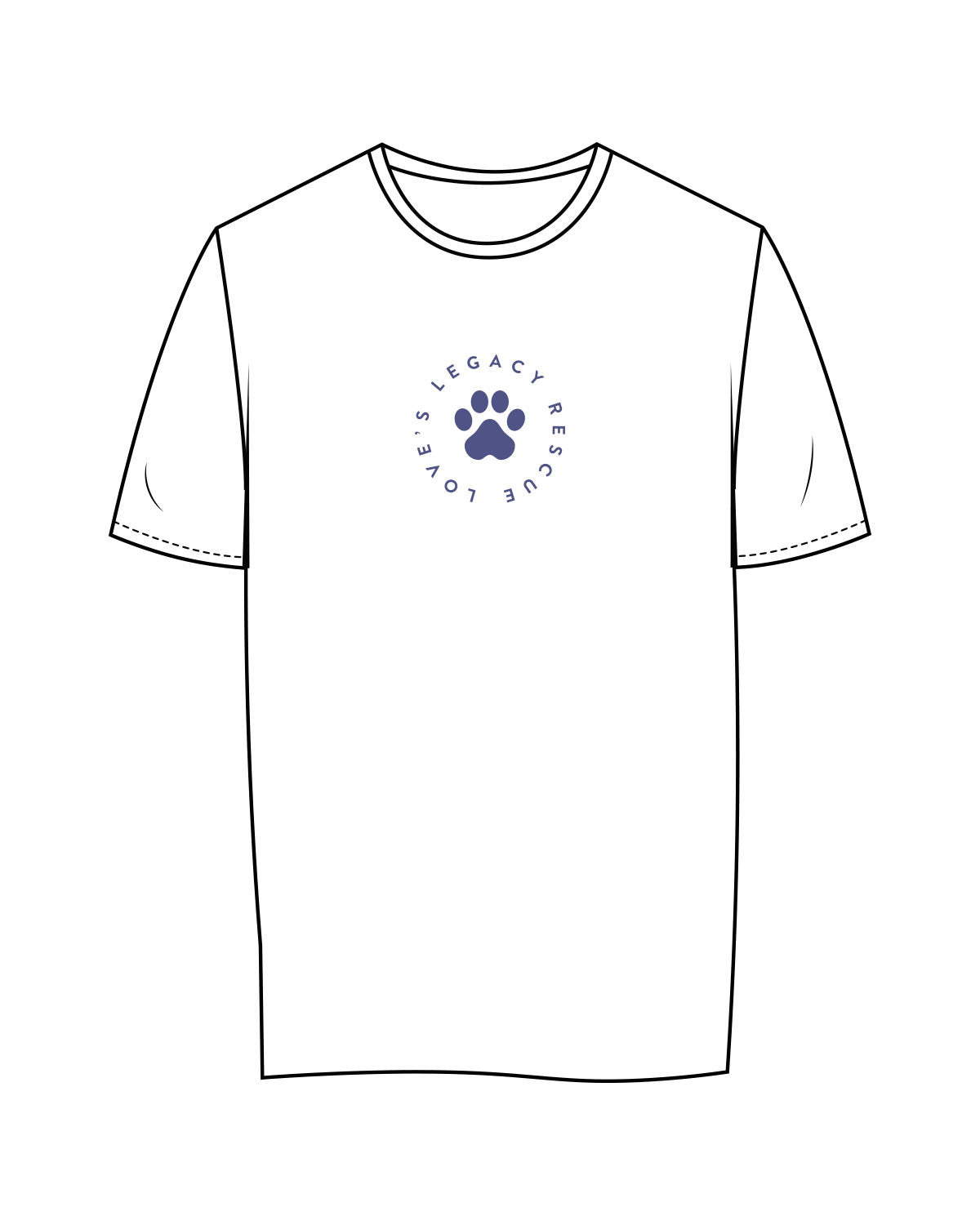 The Womens Tee - White - LLR - Center Chest Round - Printed - Gray Blue