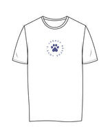 The Womens Tee - White - LLR - Center Chest Round - Printed - Gray Blue